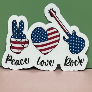 Peace Love et Rock n Roll - Sticker ou aimant