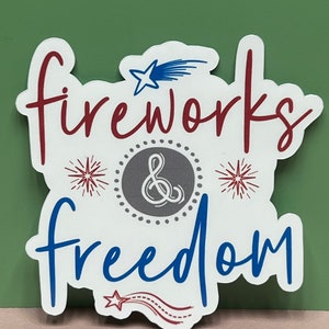 Feu d'artifice et liberté. Joyeux 4 juillet - Sticker ou aimant