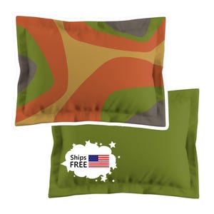 Mid Century Modern Pillow Sham DESERT olive green and orange