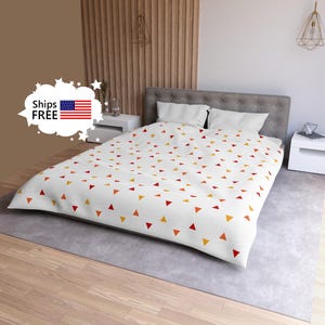 Geometric Duvet Cover TINY orange red yellow white