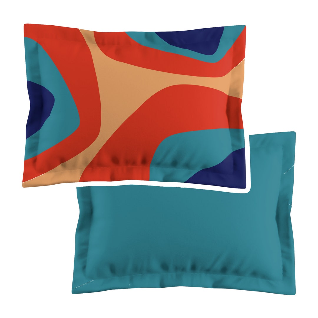 Mid Century Modern Pillow Sham OASIS Navy and Red Etsy