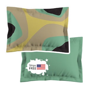 Mid Century Modern Pillow Sham CANYON teal and yellow