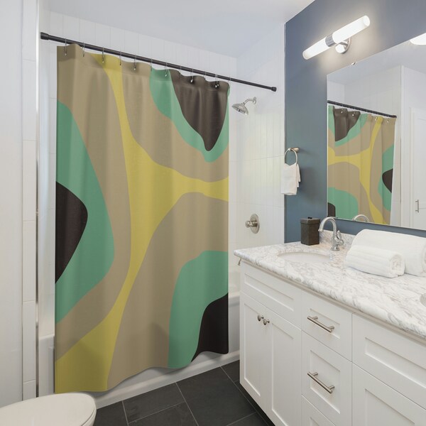 Teal and Yellow Shower Curtains Etsy