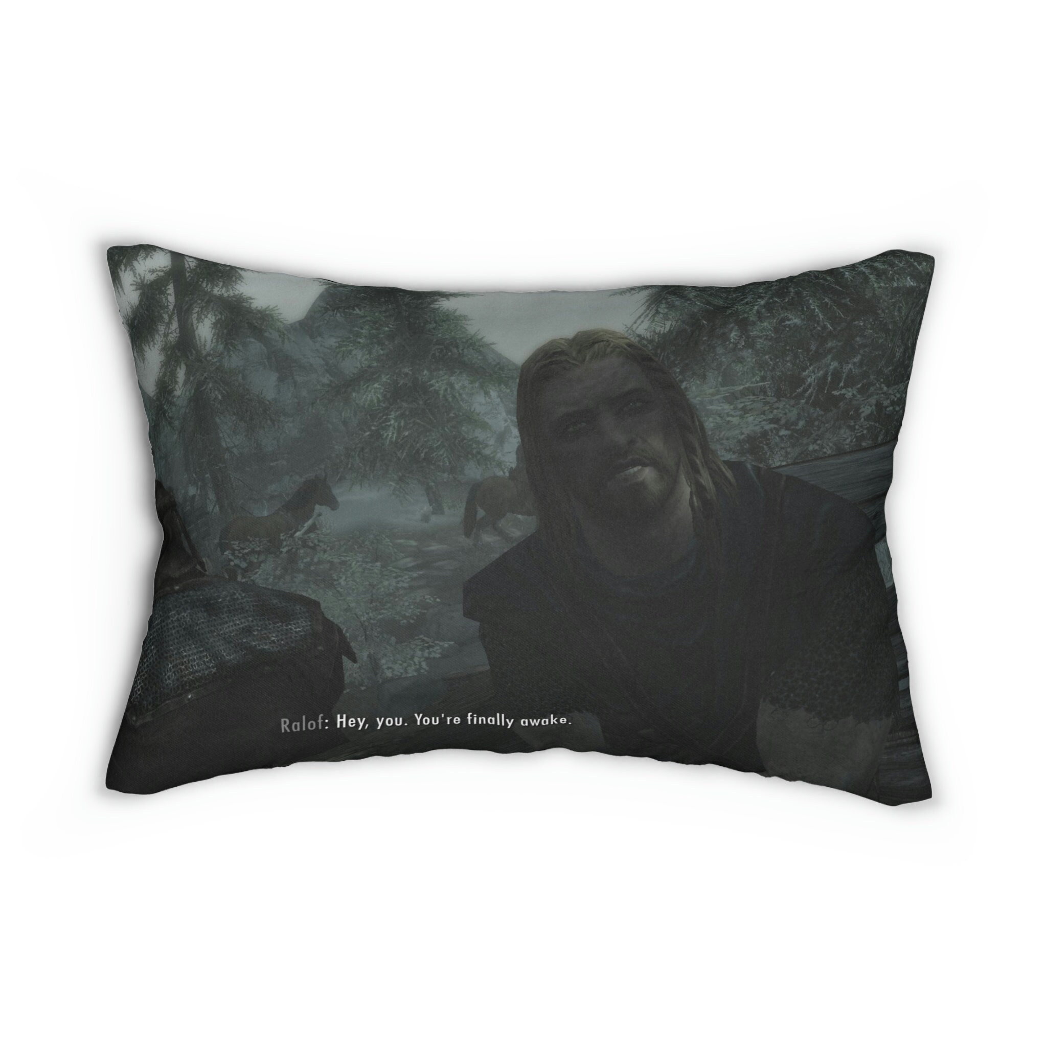 Skyrim You Are Finally Awake Meme Polyester Lumbar Pillow Etsy