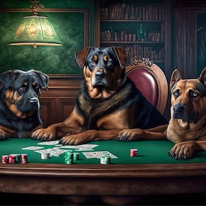 Dogs playing poker wall art, Animals digital art, Print design, Large wall art of pets digital download