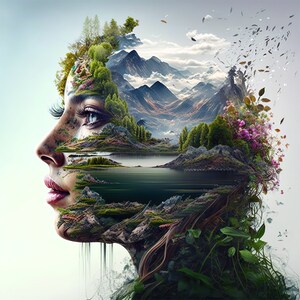 Nature motif that is meant to remind us of the environment and nature conservation. This Mother Nature motif for climate protection is a digital download.
