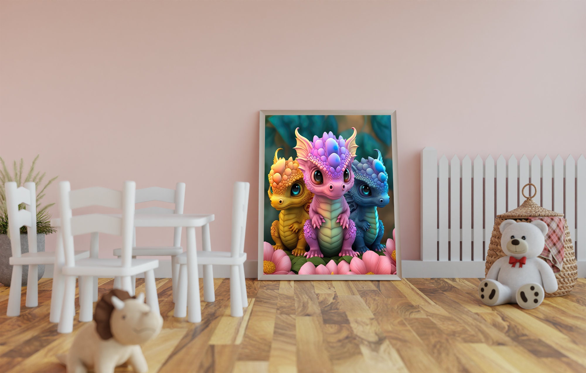 Cute Kawaii Baby Dragon Print a Beautiful Room Decoration for Digital ...