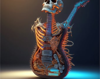 Music Guitar with Skull Digital Download