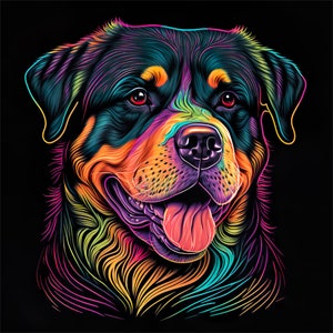Rottweiler in geweldige heldere kleuren voor digitale INSTANT download zeer hoge printkwaliteit gegarandeerd dankzij hoge resolutie