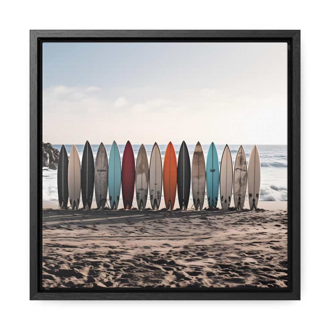 Surfboard Framed Wall Art, Surfboard Art, Desaturated Art, Beach Wall Art, Beach Art, Beach