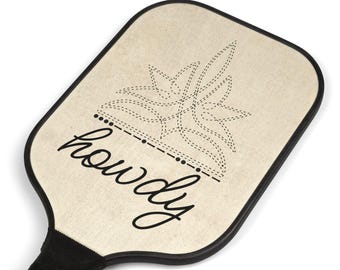 Juego de Pickleball Western Howdy con costuras decorativas en las botas, código Morse y caligrafía