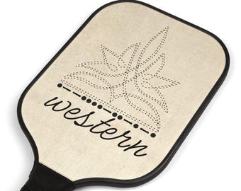 Juego de Pickleball Western con costuras decorativas en las botas, código Morse y caligrafía