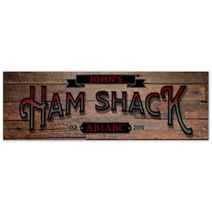 Personalized Ham Shack Sign, Ham Shack Sign, Amateur Radio Operator Gift, Ham Radio Gift, Ham Sign, Custom Metal Sign, Custom Call Sign