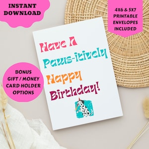 Dalmatiner Geburtstagskarte Druckbare herunterladbare Karte Digitale Karte Hund Liebhaber Für sie Welpe Freund Schwester Happy Birthday Karte Printable