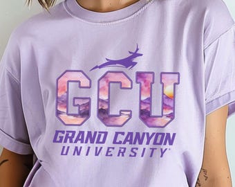 GCU T-shirt med akvarelltryck, Grand Canyon University-broderi, present till henne, student, alumn, mamma, moster, julklapp