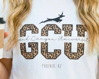 Camiseta universitária GCU com estampa de leopardo, licenciada pela Grand Canyon University, da Boutique GCU Spirit Wear, camiseta para mães da GCU, camiseta para o dia do jogo dos Havocs.