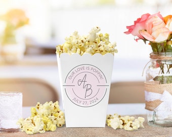 Personalized Popcorn Box Wedding Favor Custom Popcorn Favor Unique Wedding Shower Favor Popcorn Favor Late Night Snack Birthday Party Bag