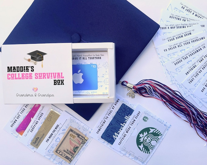 College Survival Gift Card College Bound Care Package High School Graduation Gift Personalized Gift College Student Cash Holder Money Holder