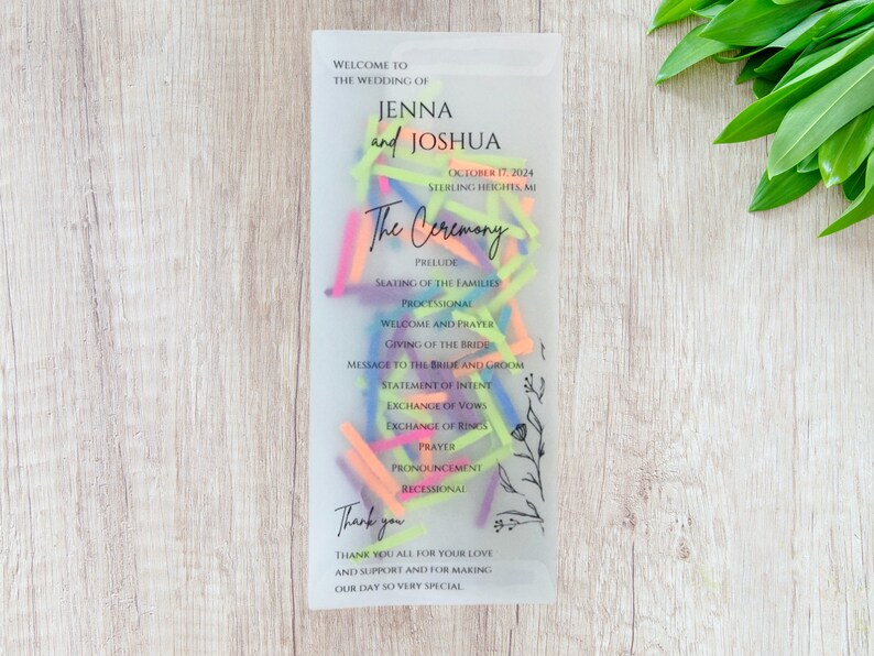 PRINTED Custom Confettifilled Vellum Wedding Program Bride Etsy