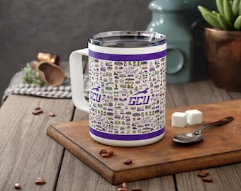 Caneca Térmica Licenciada com Ícones do Campus da GCU | Caneca de Café da Universidade Grand Canyon | Caneca Térmica Lope Life de 295ml | Presente para Estudantes (Ela/Ele)