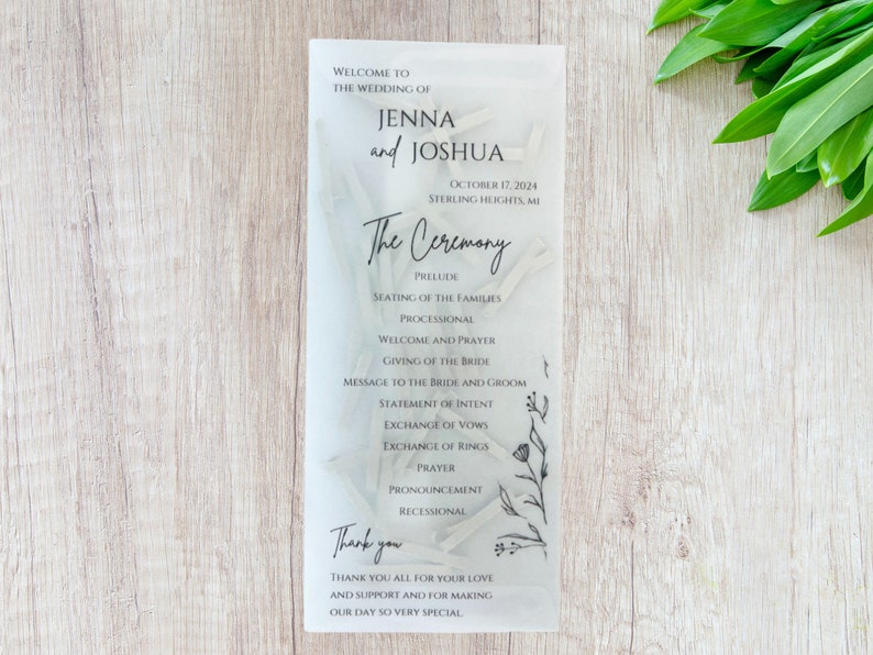 PRINTED Custom Confettifilled Vellum Wedding Program Bride Etsy