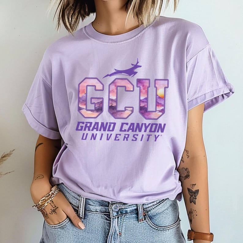 Pink Gcu GCU T-shirt Watercolor Varsity Lettering Grand Canyon University Faux ...
