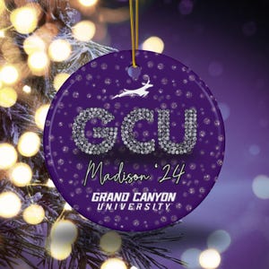 GCU Diamond Faux Bling Grand Canyon University Custom Ceramic Christmas Ornament Holiday Decor Stocking Stuffer Gift Student Graduation Gift
