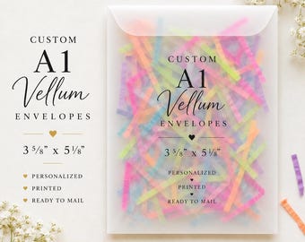 PRINTED Custom Confetti-Filled Vellum Special Event A1 Size Envelope