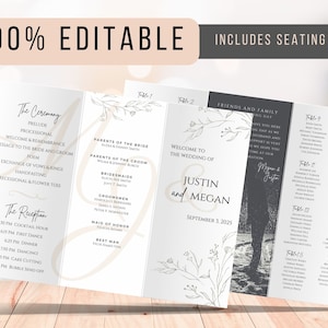 Digital Template Trifold Wedding Program Template With Wedding Seating Chart Ceremony Program Wedding Day Wedding Itinerary Schedule Events