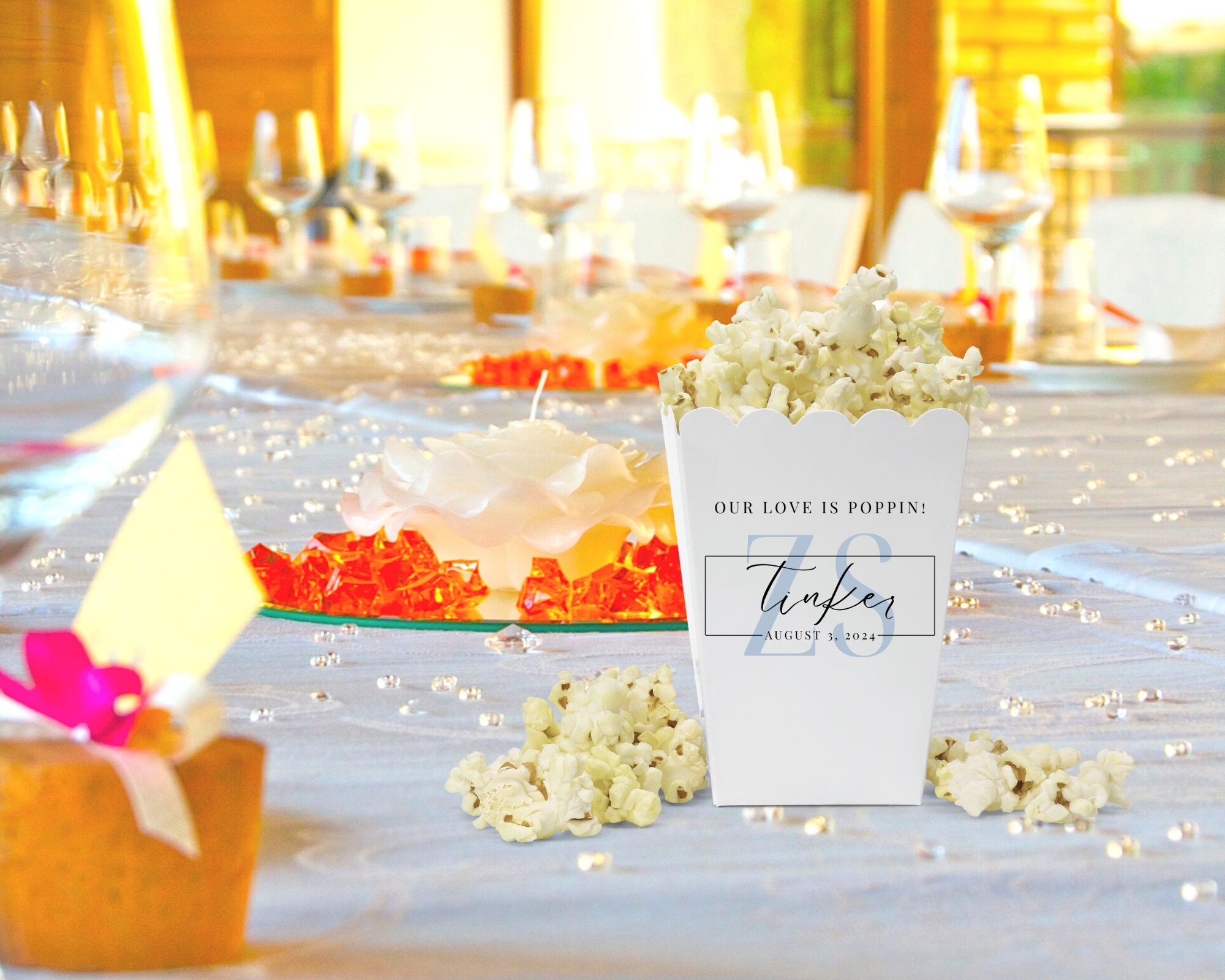 Personalized Popcorn Box Wedding Favor Custom Popcorn Favor Etsy