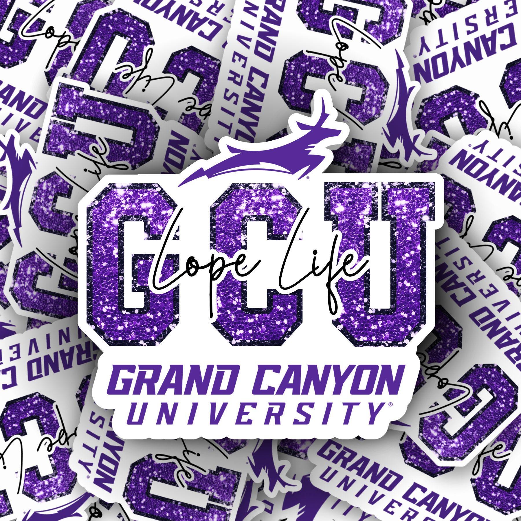 GCU Purple Glitter Sticker Grand Canyon University Lope Life Laptop ...
