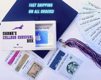 College Survival Gift Card Christmas Gift Care Package High School Graduation Gift Personalized Gift Box Student Cash Holder Money Holder