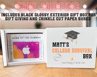 Personalized College Survival Christmas Gift Card College Bound Care Package High School Graduation Gift College Student Cash Holder Money