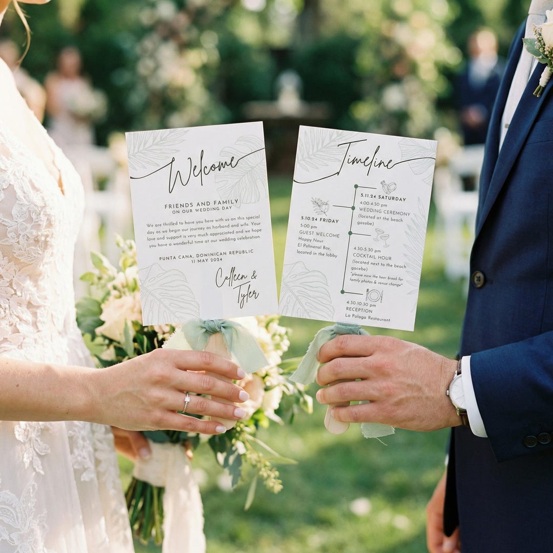 PRINTED & ASSEMBLED Wedding Program Fan W/ Seating Chart Reception ...