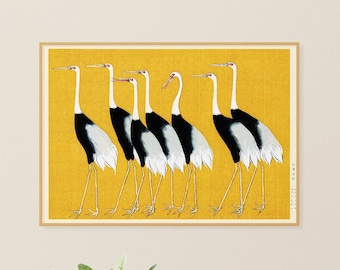 Japanese Crane Print: Vintage Bird Poster, Farmhouse Decor (Digital Download)