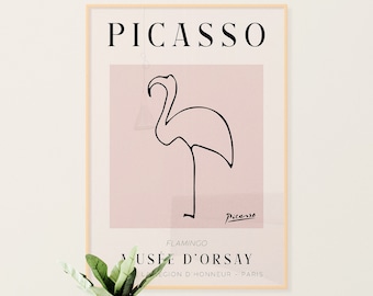 Pablo Picasso Printable Art - Picasso Poster, Picasso Wall Art, Flamingo Wall Art, Flamingo Print, Museum Exhibition, INSTANT DOWNLOAD