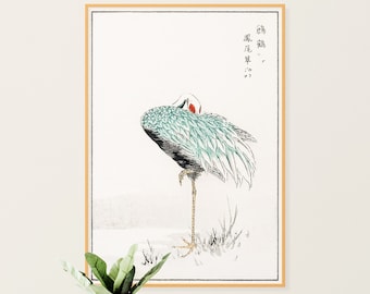 Vintage Japanese Crane Art Print: Bird Wall Decor (Digital Download)