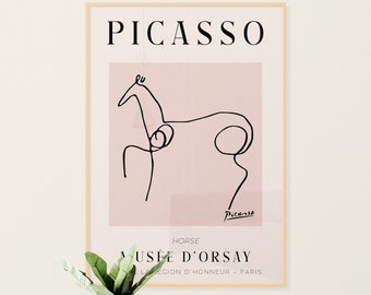 Pablo Picasso-paardprint: museumtentoonstelling muurkunst (direct downloaden)