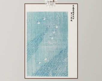 Japanese Woodblock Print: Birds Over Water, Coastal Art (Digital Download)
