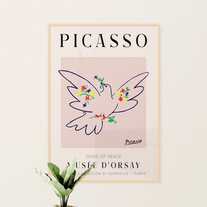 Pablo Picasso Printable Art - Picasso Poster, Picasso Wall Art, Dove of Peace Print, One Line Drawing, Museum Exhibition, INSTANT DOWNLOAD