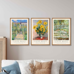 Claude Monet Printable Art Set of 3 - Monet Poster, Monet Wall Art, Floral Wall Art, Landscape Prints, Museum Exhibition, INSTANT DOWNLOAD