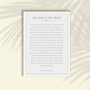 The Man in the Arena Printable Art - Man in the Arena Print, Poem Wall Art, Man in the Arena Poster, Quote Wall Art Print, DIGITAL DOWNLOAD