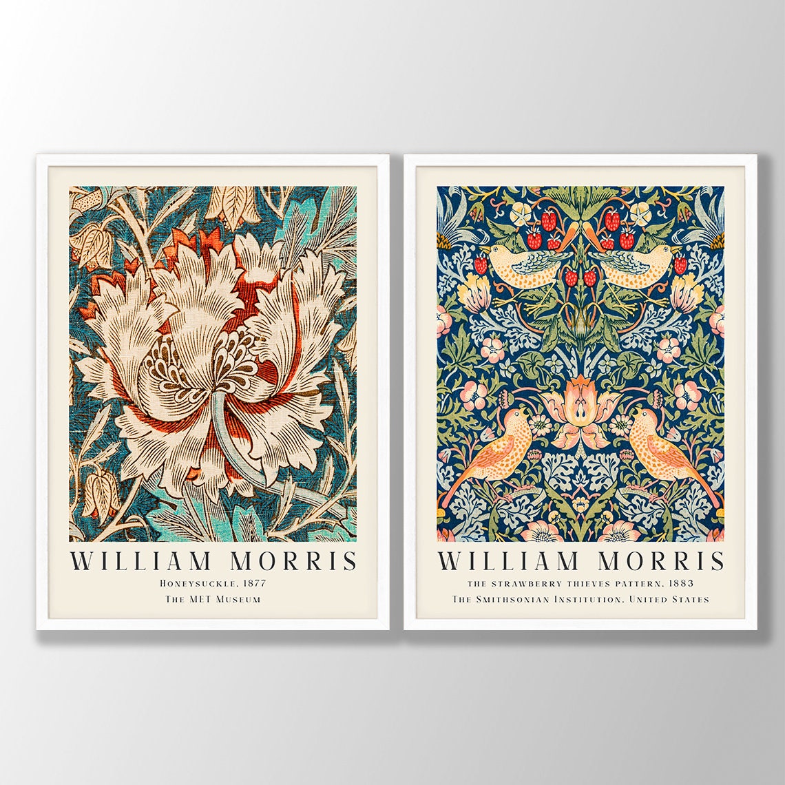 William Morris Prints Set of 2 - Printable Art, William Morris Poster, William Morris Wall Art, Museum Exhibition Poster, Art Nouveau Poster