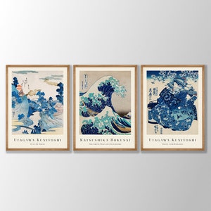 Digitale Japanse prints set van 3 | Hokusai print, Hokusai kunst aan de muur, Japans decor, Japanse kunst aan de muur, Japanse print, DIGITALE DOWNLOAD