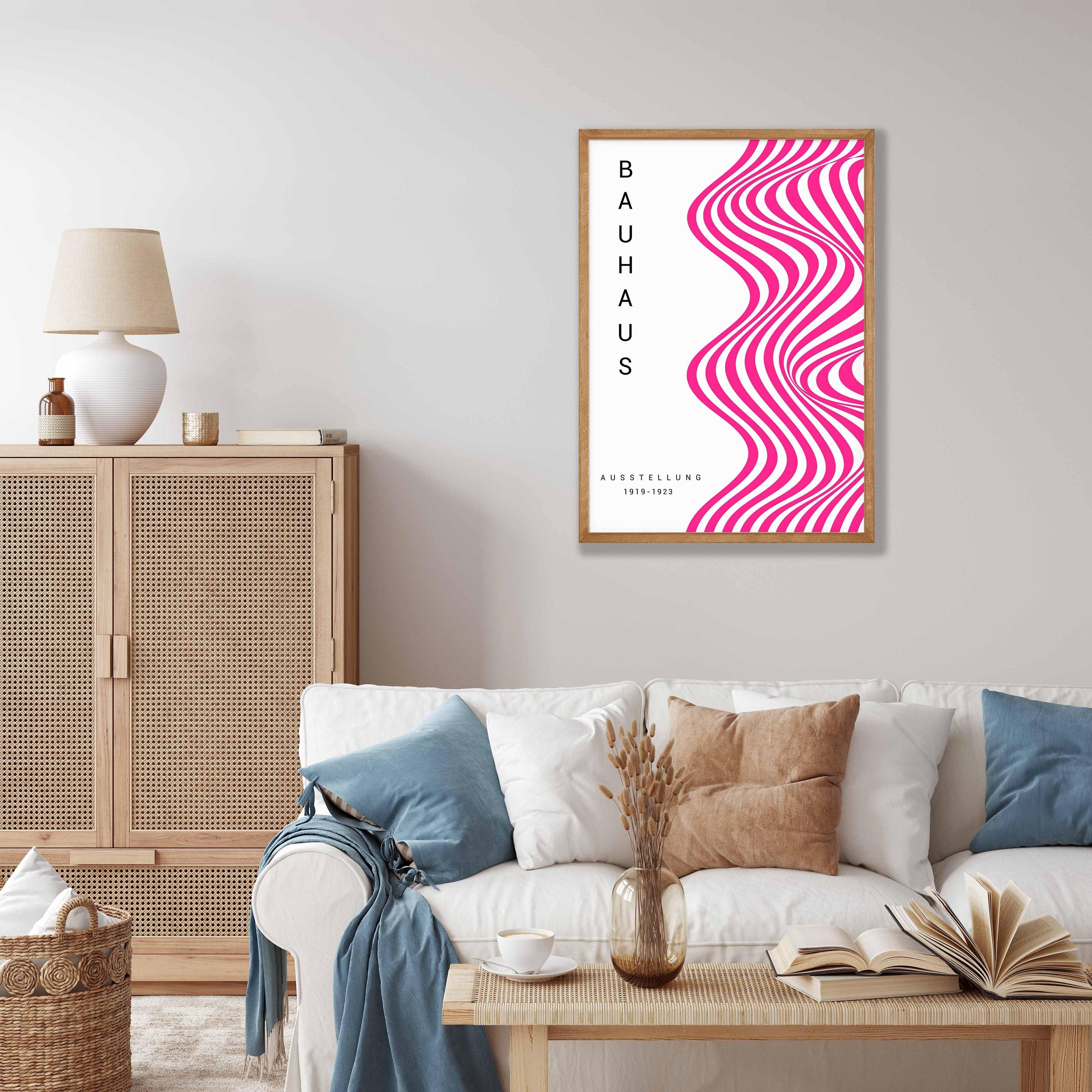 Pink Bauhaus Art Print - Geometric Wall Art, Museum Exhibition Poster ...
