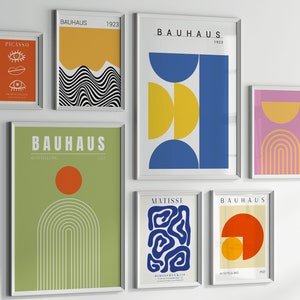 Bauhaus Wall Art Set of 7 - Bauhaus Poster, Abstract Wall Decor, Eclectic Wall Art, Living Room Decor, Eclectic Home Decor,