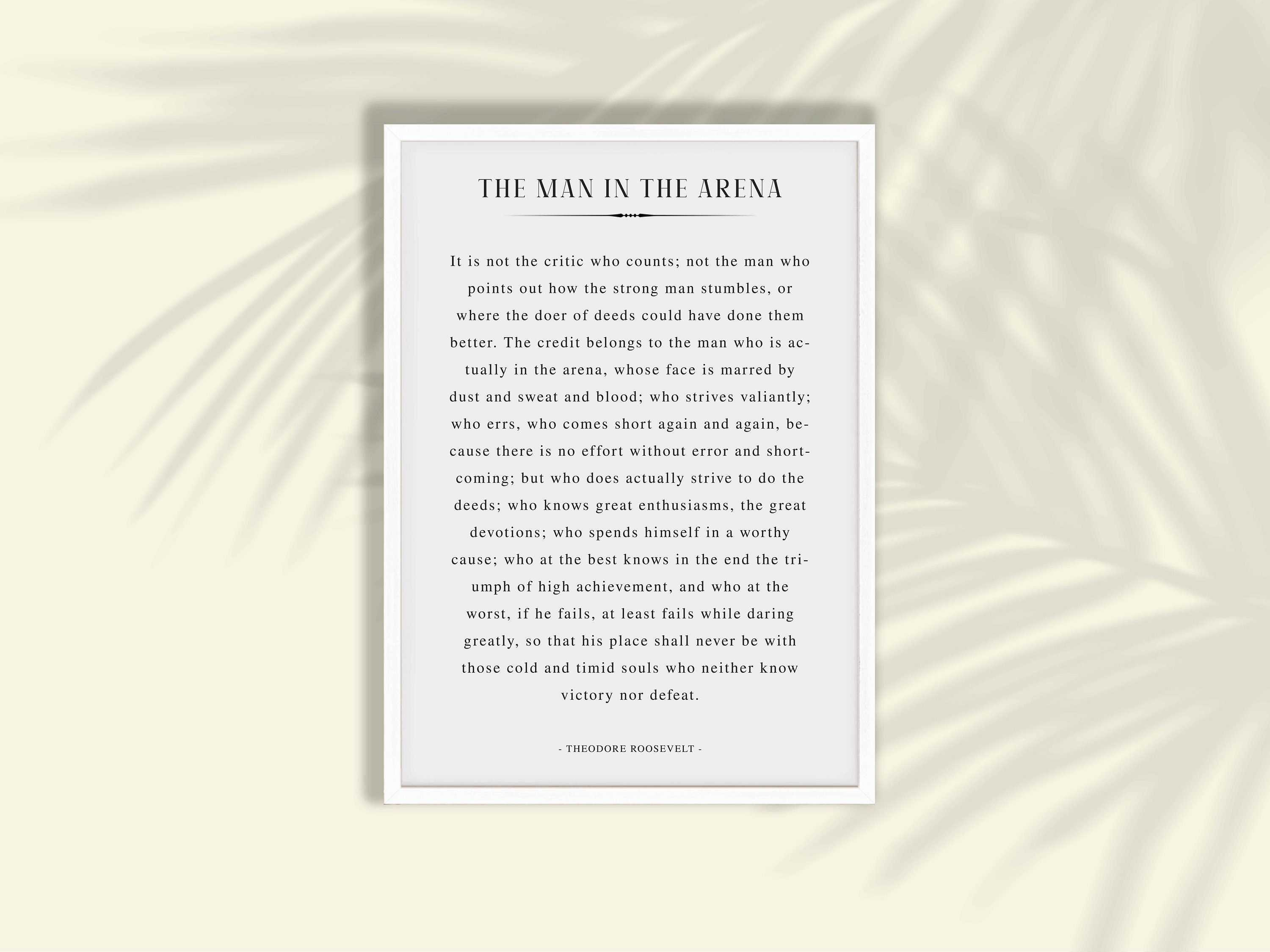 The Man in the Arena Printable Art - Man in the Arena Print, Poem Wall ...