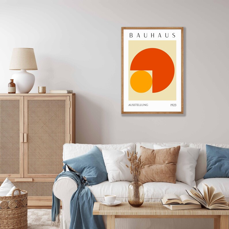 Orange Bauhaus Art Print - Geometric Wall Art, Museum Exhibition Poster ...