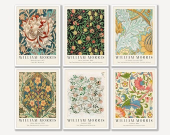 William Morris Prints Set of 6 - Printable Art, William Morris Poster, William Morris Wall Art, Museum Exhibition Poster, INSTANT DOWNLOAD