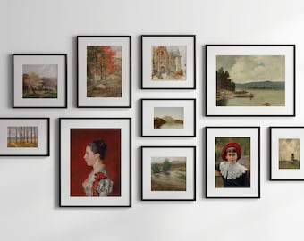 Lot de 10 tirages d'art mural galerie vintage (téléchargement numérique)